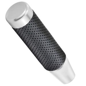 Lunsom 130mm シフトノブ アルミアロイ 車用シフトレバー シフトノブPU革 オートマとマニュアル車に適用します (シルバー)