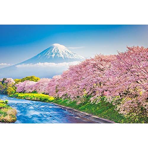 1000ピース ジグソーパズル 春爛漫の桜並木と富士山(静岡) (50x75cm)