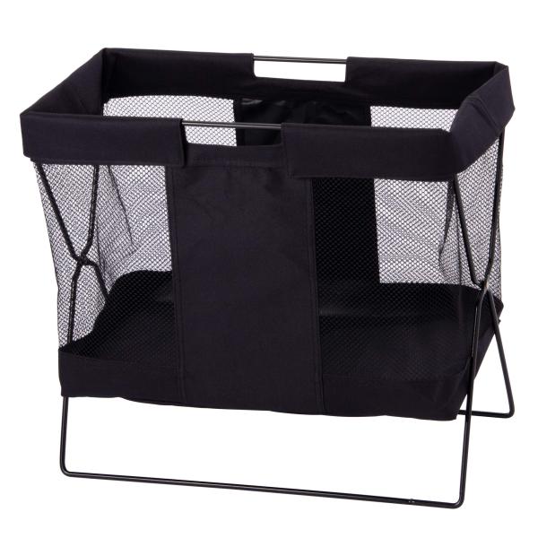 ストリックスデザイン 荷物置き 折り畳み メッシュバッグ 大 ブラック 折りたためる コンパクトに収...