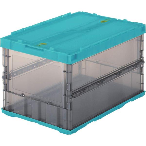 TRUSCO(トラスコ) 薄型折りたたみコンテナスケル 50Lロックフタ付 ブルーツートン TSK-...