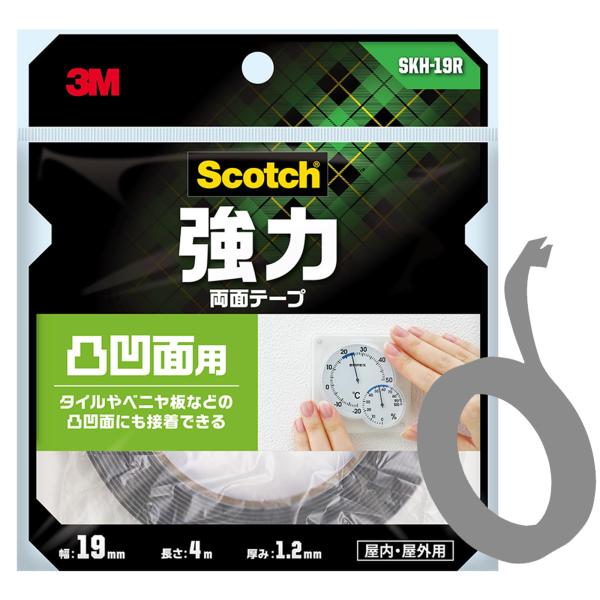 スリーエム(3M) 3M 両面テープ 強力 凸凹面用 幅19mm 長さ4m スコッチ SKH-19R...