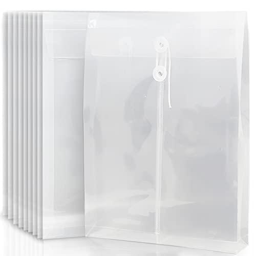 POPSFL クリアファイル A4 封筒型ファイル 10枚 大容量 クリア マチ付き 紐付き 持ち運...