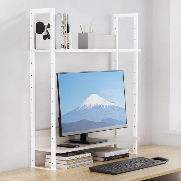 机上ラック クランプ式 2段 幅78*奥行22*高さ90cm デスク上 高さ調整 書類 ファイル 収...