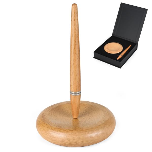 磁気浮揚ボールペン デスクペン ホバーペン 磁気浮遊 木製 落ちない オフィスデスク装飾 男性&amp;女性...