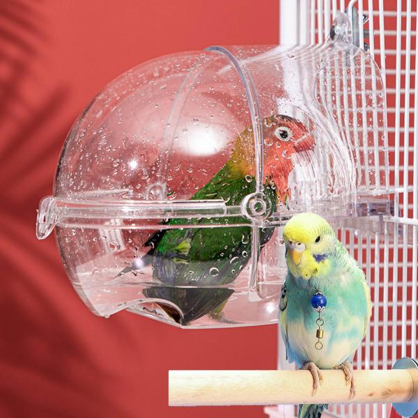 Ifukens バードバス インコ 水浴び止まり木付き鳥 水浴び容器 透明プラスチック製鳥 水浴び ...