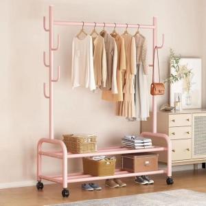 ハンガーラック フック付き 全20タイプ 衣類収納 洋服掛け 高耐荷重 大容量 頑丈 2段 シンプル ナチュラル 多機能 パイプハンガー キャスター付き