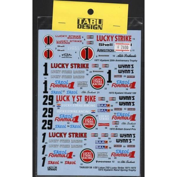 TABU DESIGN TABU20138 1/20 Lotus 72D 'LS' 1971-73 ...