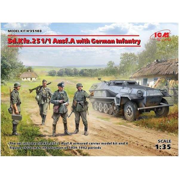 ICM 35103 1/35 ドイツ Sd.Kfz.251/1 Ausf.A 装甲兵員輸送車 w/ド...
