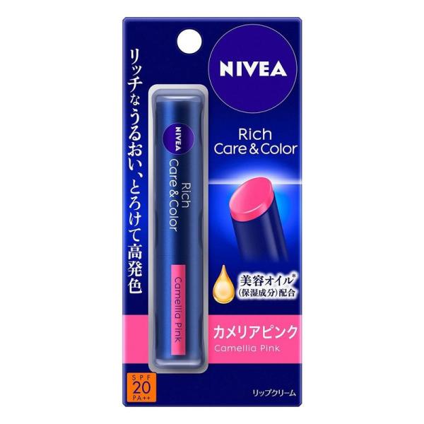 ニベア リッチケア&amp;カラーリップ カメリアピンク リップクリーム 2g