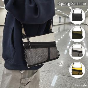 サコッシュ レディース メンズ ショルダーバッグ 軽い 斜めがけ 小さめ ポシェット ポーチ おしゃれ スリム パラコード メッシュポケット