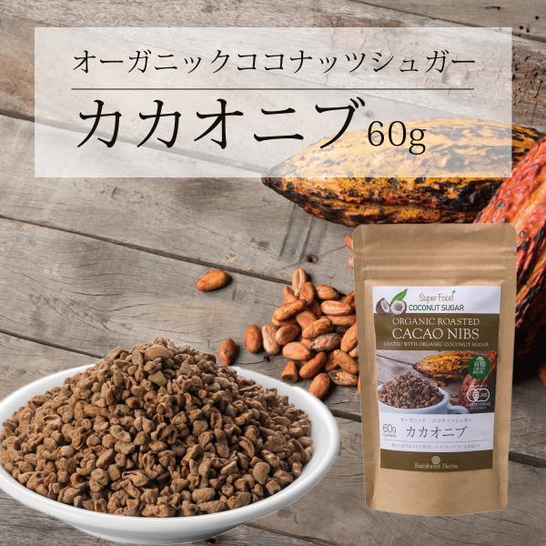 有機カカオニブ ココナッツシュガー味 60g 1袋 ペルー産 有機JASオーガニック 無添加
