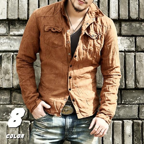 全品送料無料 期間限定 SALE 【ラスト1】 シャツジャケット シワ加工 ワイヤー入 デザインシャ...