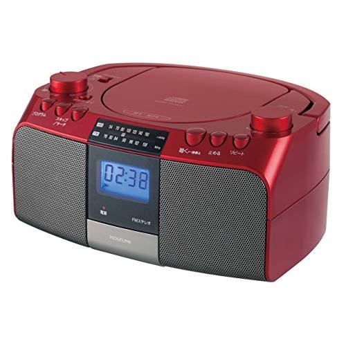 コイズミ CDラジオ AM/FM ワイドFM対応 大型液晶 レッド SAD-4705/R