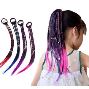 エクステ　三つ編み　カラー　４色セット　カラフル　キッズ　ヘアー　メッシュ　つけ毛　つけ髪　ヒップホップ　レゲエ　ダンス　ダンサー