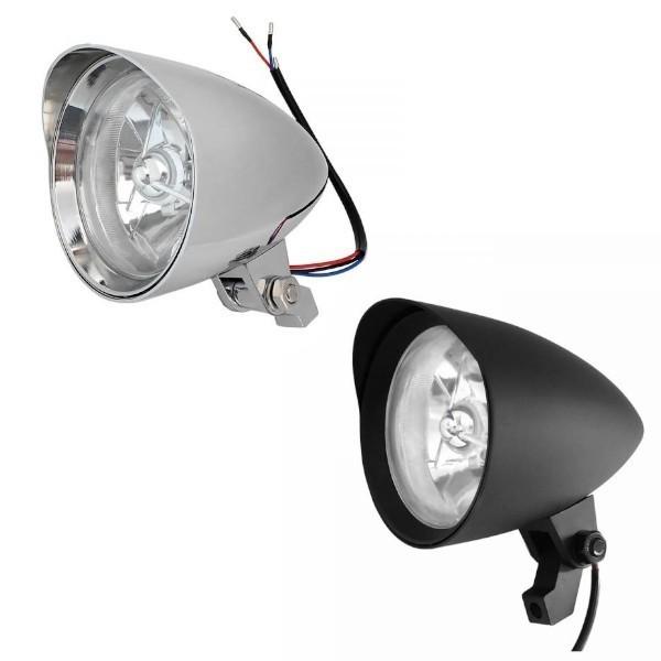 バイク ヘッドライト 汎用 レンズ クローム H4 バレット 砲弾型 弾丸 ランプ ハーレー スポー...