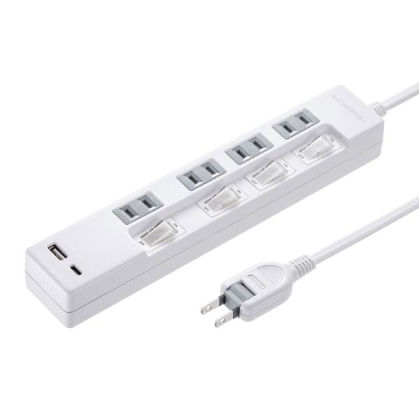 サンワサプライ TAP-B102UC-2W USB充電機能付きタップ Type-C搭載 SANWAS...