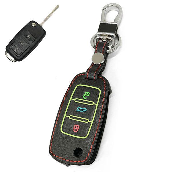 スマートキーカバー 本革ケース キーケース キーホルダー キーリング VW フォルクスワーゲン Bタ...