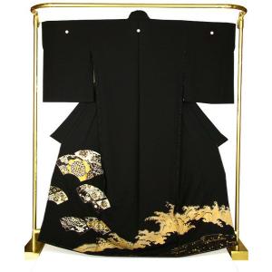 正絹 金彩友禅黒留袖 おしどり柳橋文 結婚式 卒業式 フォーマル 和装