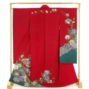 正絹 手描振袖 流水に花文 結婚式 卒業式 フォーマル 和装 着物｜rakuichi-kimono