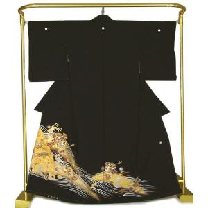 正絹 金彩友禅黒留袖 おしどり柳橋文 結婚式 卒業式 フォーマル 和装