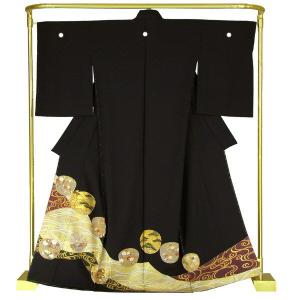 正絹 金彩友禅黒留袖 おしどり柳橋文 結婚式 卒業式 フォーマル 和装