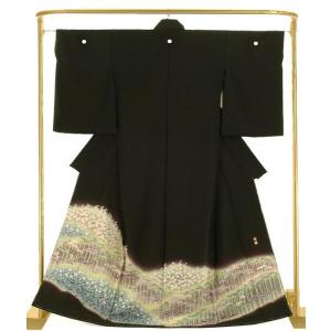 正絹 友禅黒留袖 光琳波に四季花文 結婚式 卒業式 フォーマル 和装