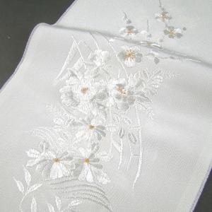 刺繍半衿(半襟)・白/金 源氏車に花文 結婚式 成人式 卒業...