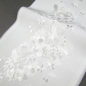 対応3点 刺繍半衿 半襟 白／白 鶴に松竹梅 結婚式 成人式