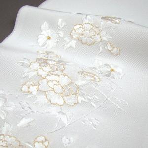 対応3点 刺繍半衿 半襟 白／金 几帳に菊と牡丹 結婚式