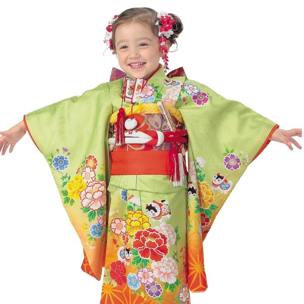 R・K 3歳きもの(三つ身)セット 桜 牡丹 菊 ヒワ 対応身長95cm 七五三 3歳 7歳 こども...