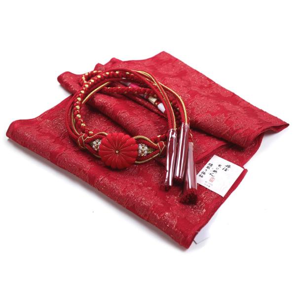 振袖用 帯締め帯揚げセット 赤 帯締め 帯揚げ 帯締 帯揚 総絞り 成人式