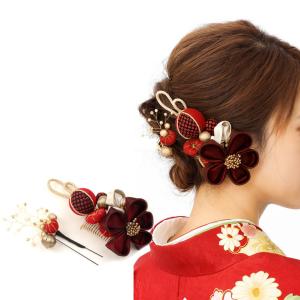 SOUBIEN（創美苑） 前櫛・平打簪セット 透明 クリア 白 ホワイト 花菱