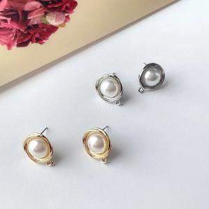 ピアス金具 丸形 サージカルステンレス  パールあり