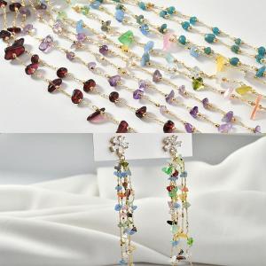 ハンドメードチェーン 天然石ビーズ付き ゴールド