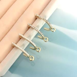 ピアス金具  ラインストーンあり 約20x2mm