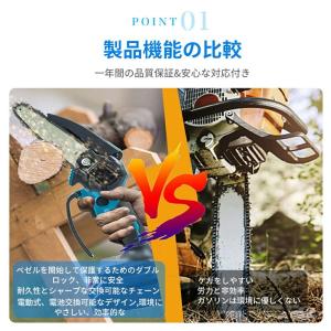 電動チェーンソー 充電式 電動ノコギリ 家庭用...の詳細画像1
