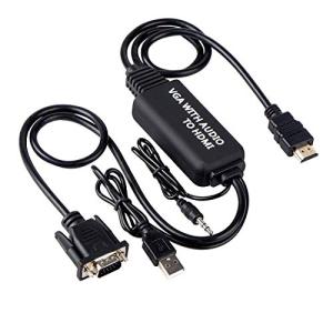 VGA to HDMI 変換ケーブル 1.8m VGA→HDMI 出力 ビデオ変換アダプタ USB給電 1080P対応 VGA-HDMI変換 ケーブル  3.5mm オー