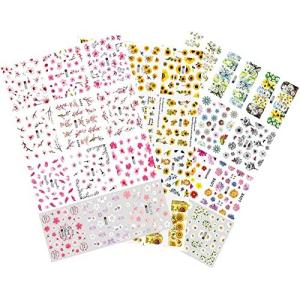 BetterJonny ネイルシール 水転写ネイルステッカー デコ 花 パターン 3Dシール ネイルアートデザイン ネイルデコ 大人子供 ネイルジュエ