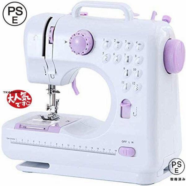 電動ミシン コンパクト 小型ミシン 家庭用ミシン 初心者 12種類の縫い目 フットコントローラー L...