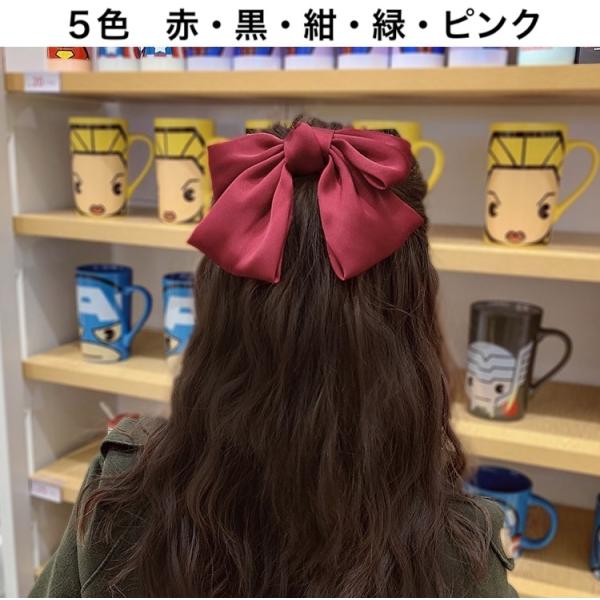 リボンバレッタ ヘアクリップ　クリスマスヘアアクセサリー ビックリボン ヘアバンド 髪飾り 大きいリ...