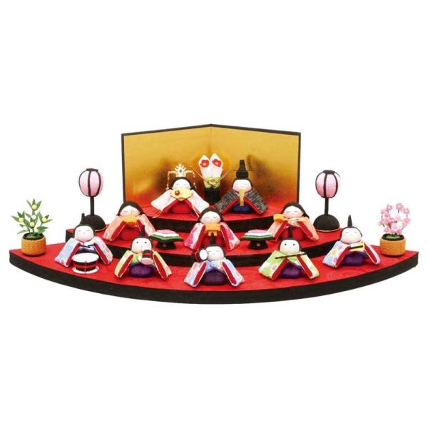 (送料無料)リュウコドウ 雛人形 扇面三段わらべ雛 10人揃い 日本製 ひな 祭り まつり かわいい...