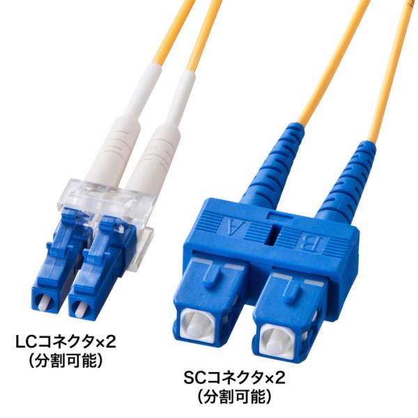 サンワサプライ HKB-LCSC1-01N メガネ型光ファイバケーブル(シングル8.6μm・LC×2...