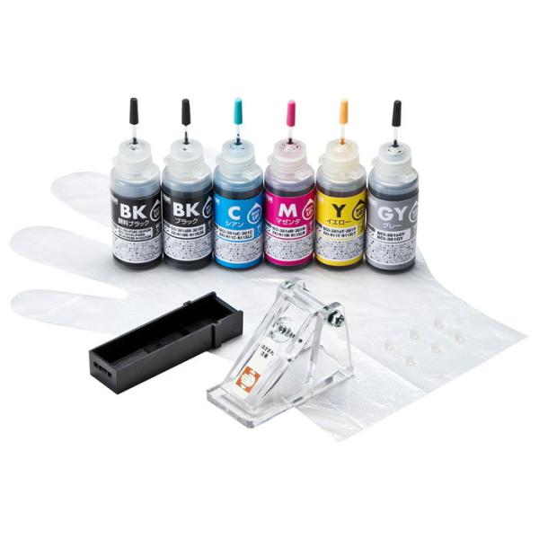 サンワサプライ INK-C381S30S6 詰め替えインク BCI-380PGBK・381BK・C・...