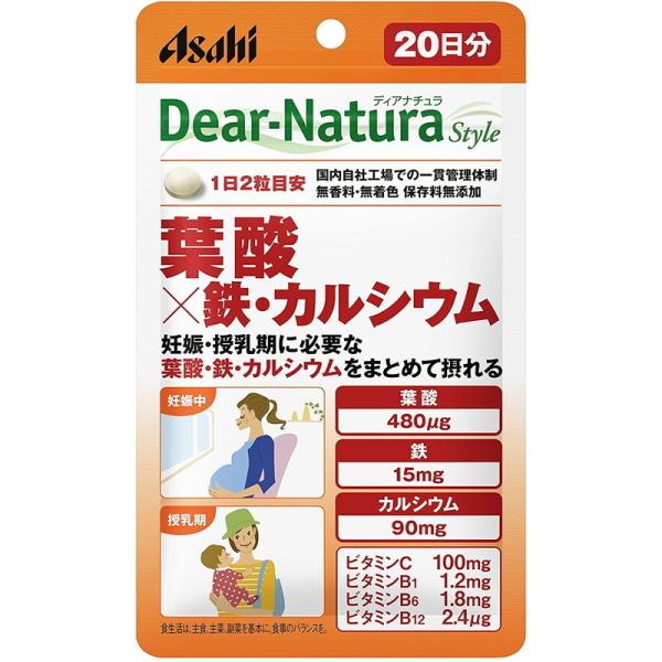 アサヒグループ食品 ディアナチュラ スタイル 葉酸×鉄・カルシウム 20日分 40粒