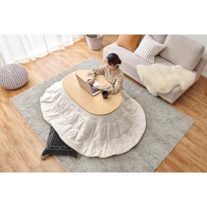 こたつテーブル うす掛布団付き2点セット コタツ 木目 丸形 楕円形 無地 おしゃれ ナチュラルモダ...