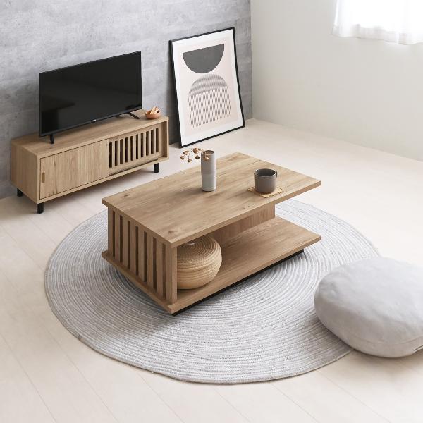 ローテーブル おしゃれ 格子 ジャパンディ ナチュラルモダン 机 木製 棚 収納 ラック 天然木 デ...