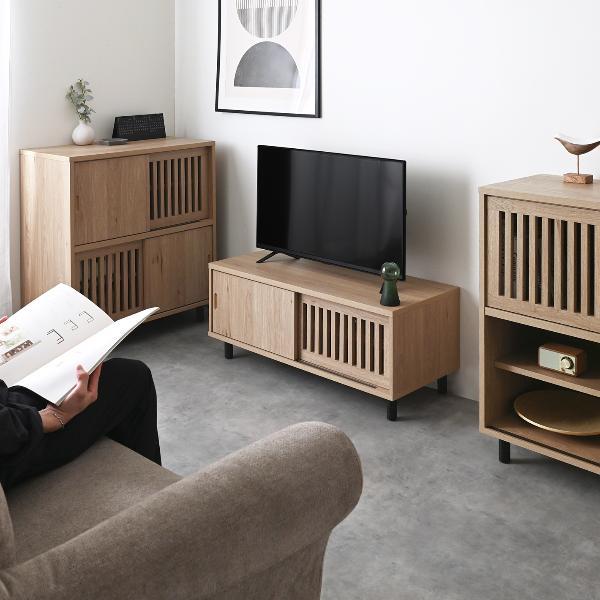 テレビ台 ローボード ラック 棚 おしゃれ 格子 ジャパンディ 和風モダン 木目 幅90cm