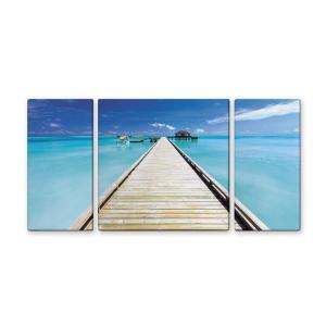 写真キャンバスアート  ハワイ ラニカイ　(4枚セット) フォトパネル Beautiful Lanikai 4枚セット 分割 ラニカイ ハワイ 海