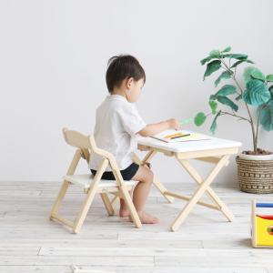ハンドメイド キッズチェア&キッズデスク（チーク色×ホワイト） ICHIBA（市場） 子供机 キッズデスク デスクチェアセット 幼児