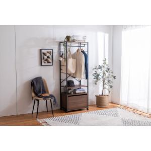 籐 ラタンハンガーラック 上棚付スリムラック 巾60cm W-669 アジアン